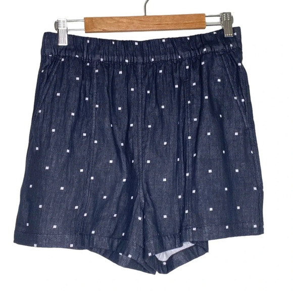 ✨NWT Madewell Black Jacquard Easy Pull On Elastic Waist Shorts Square Spot Small - Picture 2 of 11